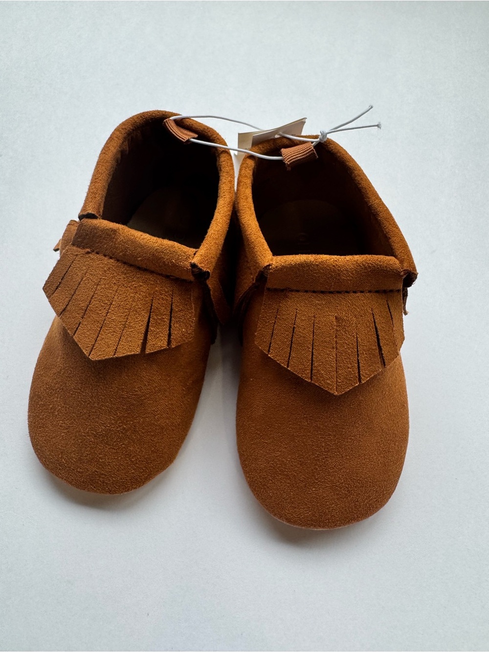 Old Navy Baby Faux Suede Fringe Moccasins Cognac 12-18M NWT Autumn Fall Shoes